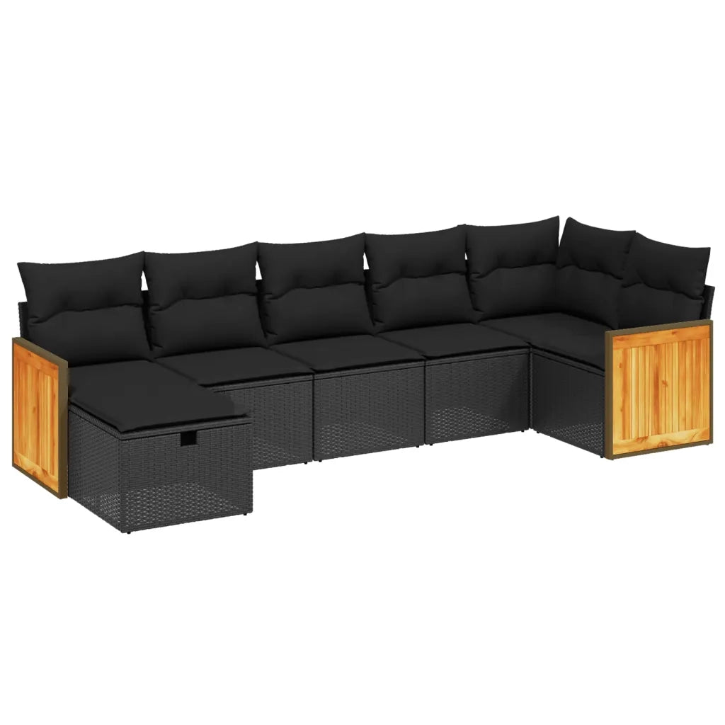 Set Divani da Giardino con Cuscini 7pz Nero Polyrattan 3265745