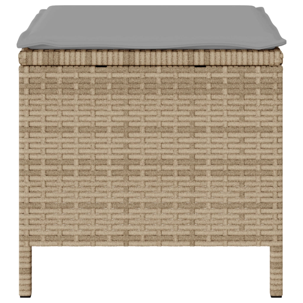 Set da Pranzo da Giardino 3 Pezzi con Cuscini Beige in Polyrattan e Acacia