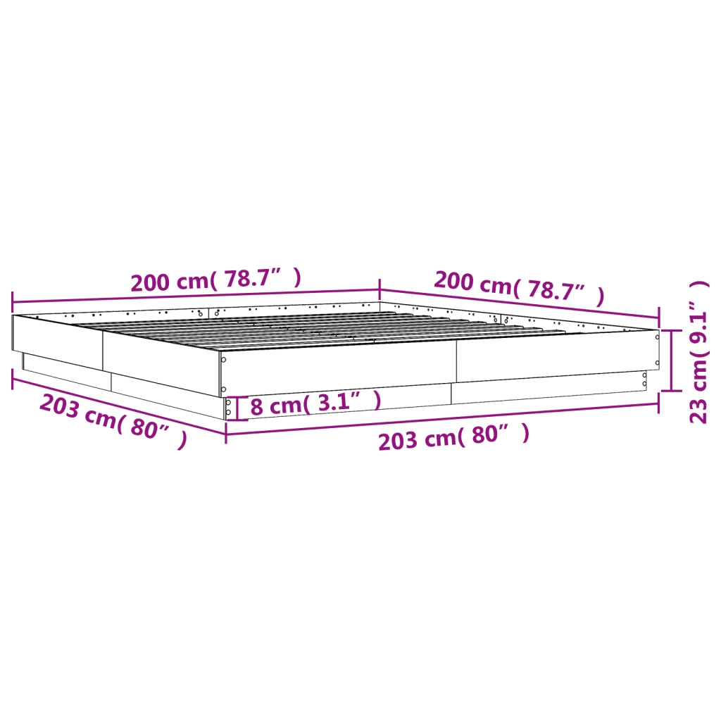 Giroletto-Struttura Letto Rovere Sonoma 200x200 cm in Legno Multistrato 834024