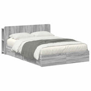 Letto matrimoniale | Letto per adulti | Telaio del letto con storage Sonoma grigio 140 x 200 cm
