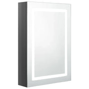 Armadietto Bagno | Armadio da bagno con Specchio e LED Grigio Lucido 50x13x70 cm