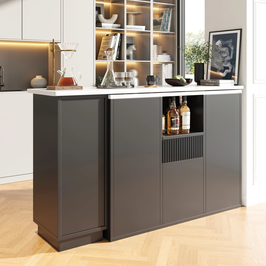 Banco bar girevole 210x30x100.9 cm con design rotante; MDF; nero