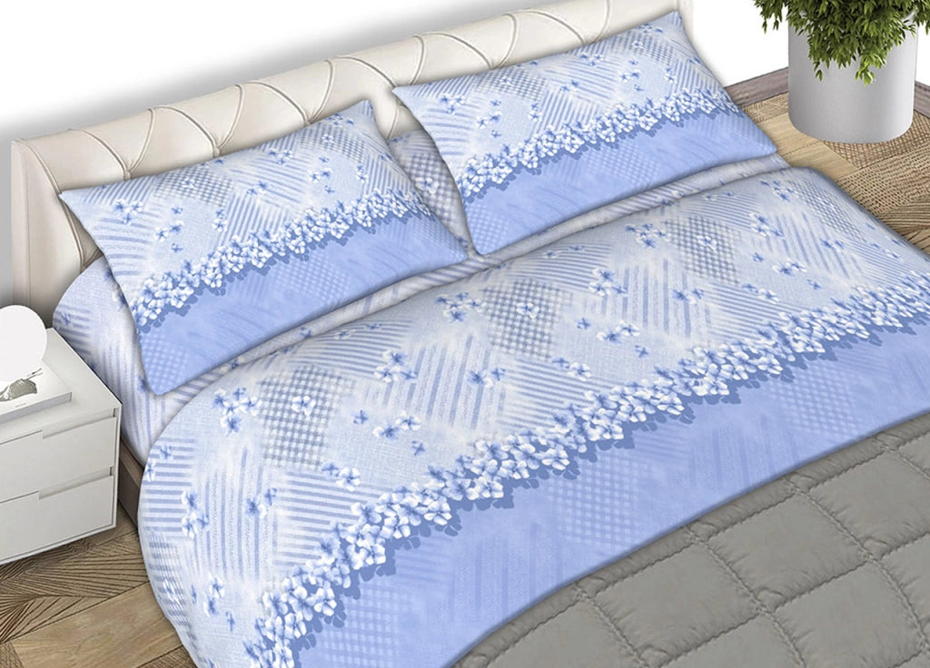 Completo Lenzuola 100% Cotone Made Italy Fantasia Firenze C.N. - Matrimoniale - Sky Blu