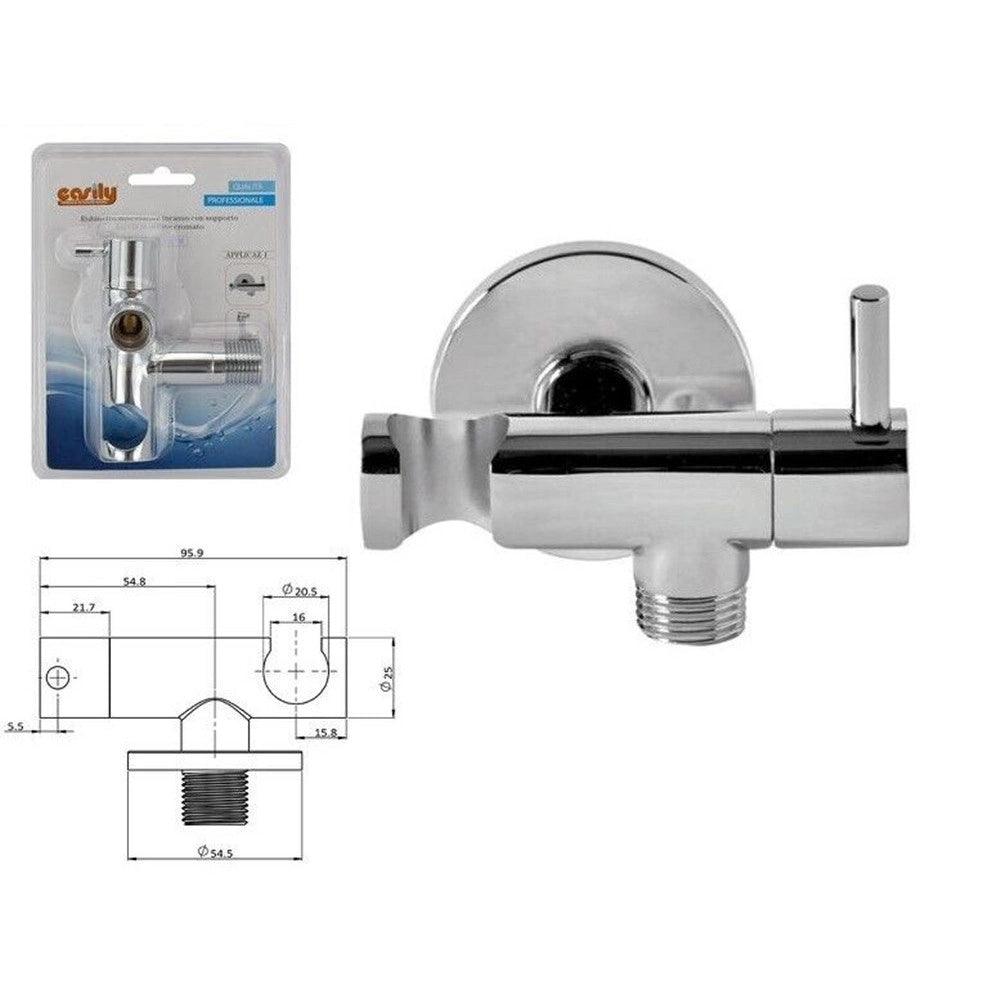 Trade Shop - Deviatore Con Supporto In Ottone Per Rubinetto Accessorio Bagno Doccia Cromato Tondo 59505 -