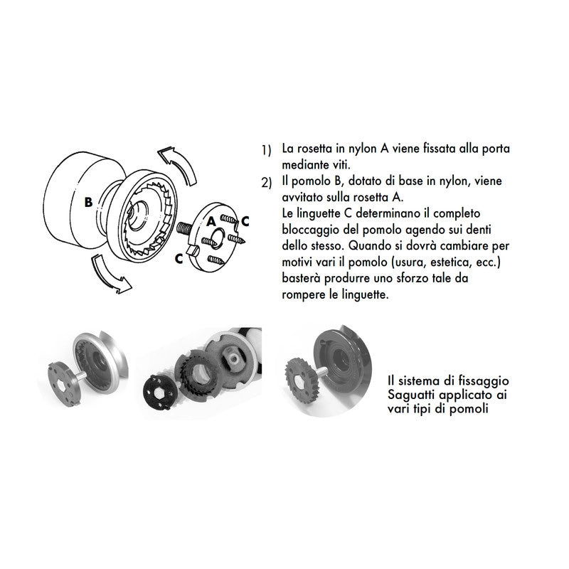 Pomolo fisso per porta SAGUATTI 172/70ZB in alluminio nero opaco