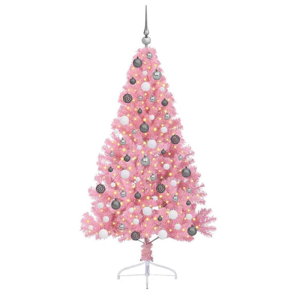 Albero di Natale artificiale con luci integrate Rosa 180 cm PVC 3397075