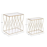 Tavolino da Salotto in Ottone con Specchio Moderno Rettangolare Eleonor Formato: Grande