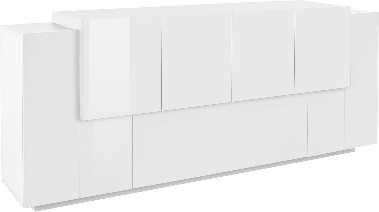 Credenza 7 Ante 200x45x86 cm New Coro Bianco opaco/Bianco Lucido