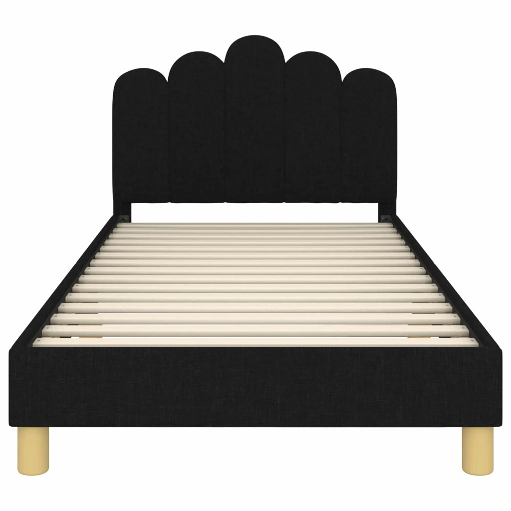 Struttura letto bambini con testata Nero 90 x 190 cm Tessuto 42011056