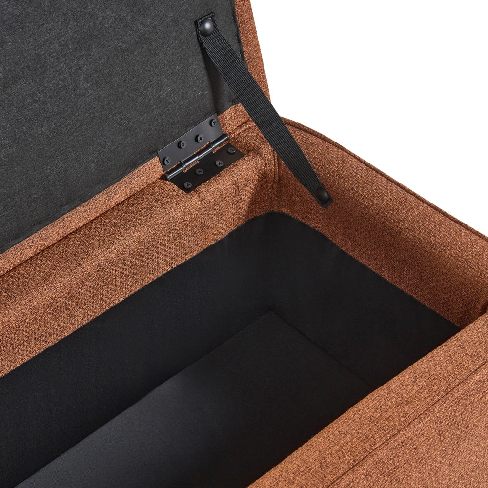 Panca da ingresso con contenitore gambe in legno di pioppo in tessuto facile da pulire marrone dorato piano ribaltabile stile moderno