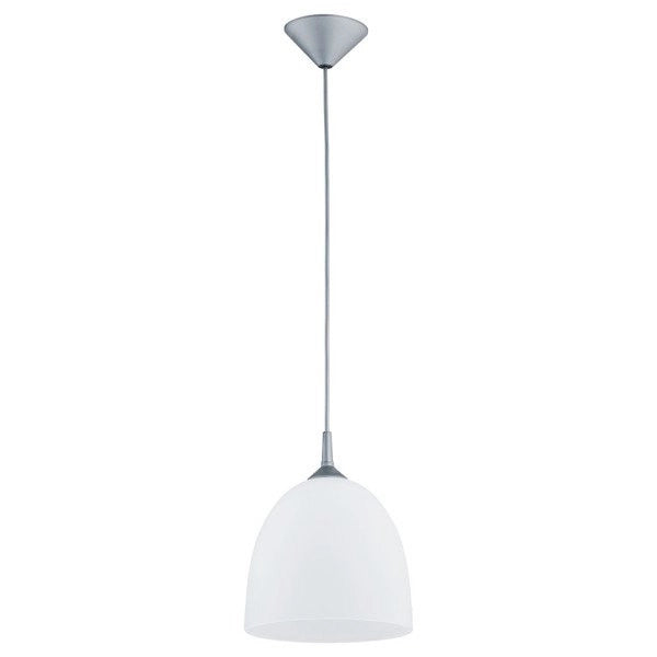 Lampada a sospensione Dawid grigia, vetro bianco Ø23 E27