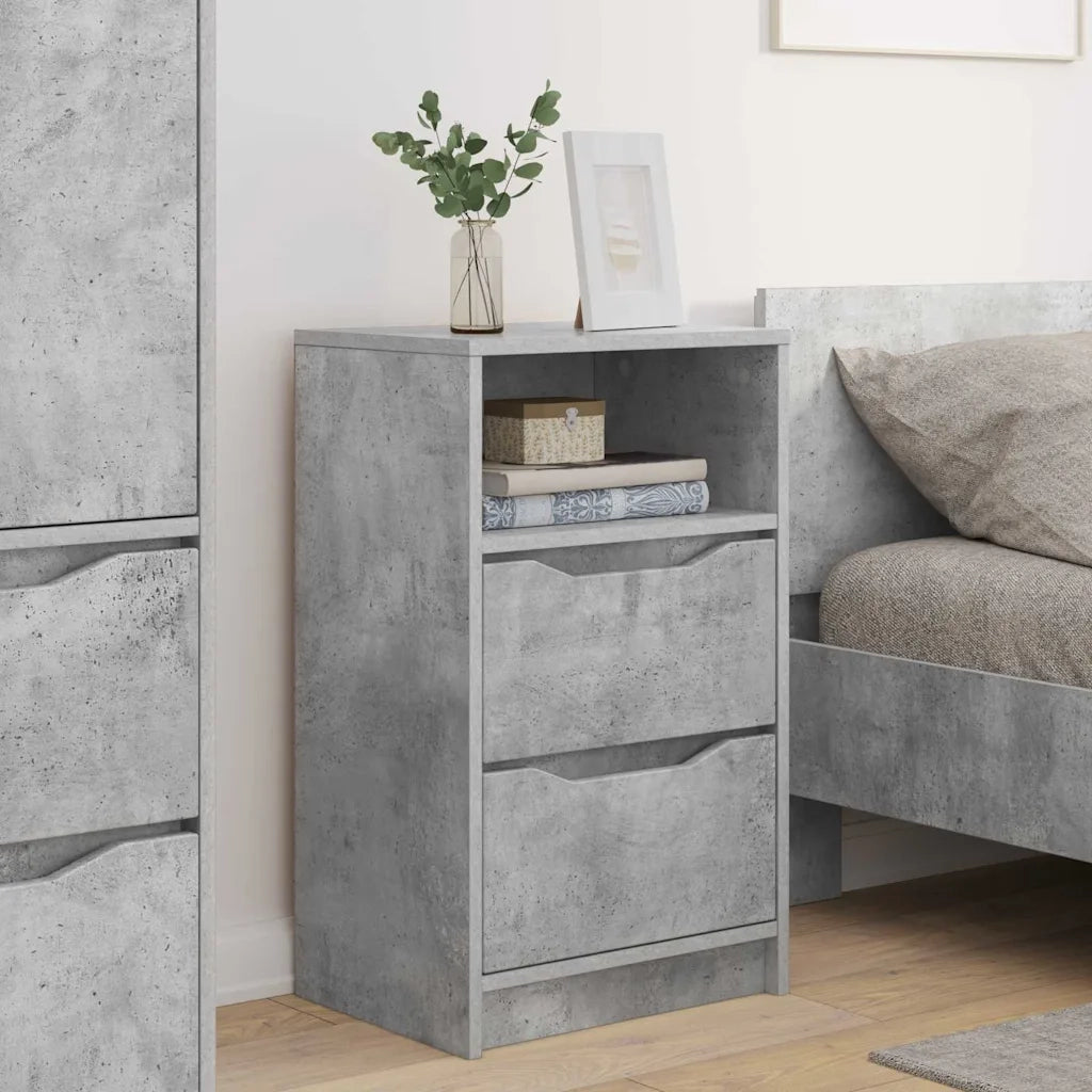 Comodini con cassetto 2 pcs Grigio cemento 40 x 30 x 467 cm