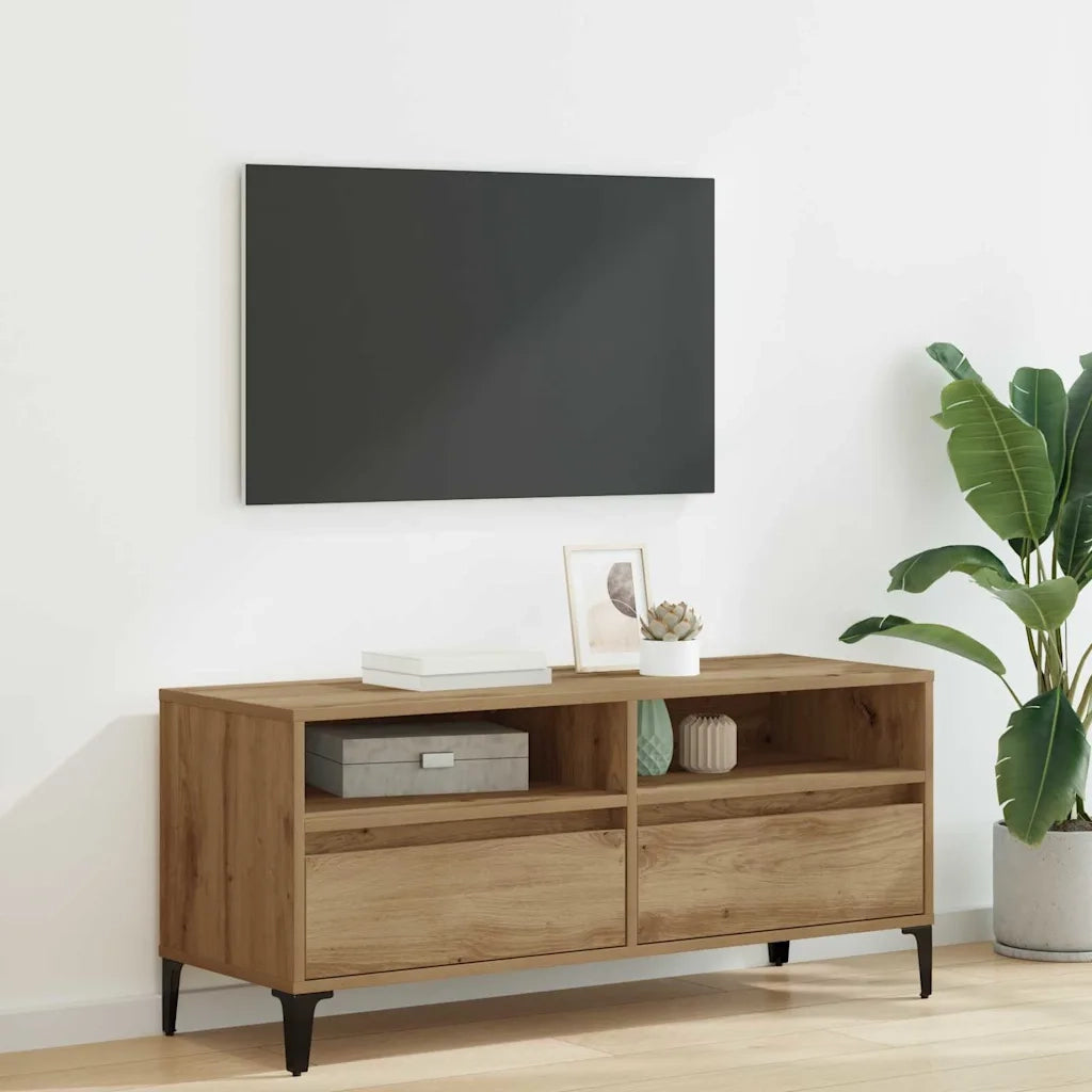 Mobile TV con cassetto-Credenza TV-Console TV Rovere artigianale 100 x 34,5 x 44,5 cm 193819