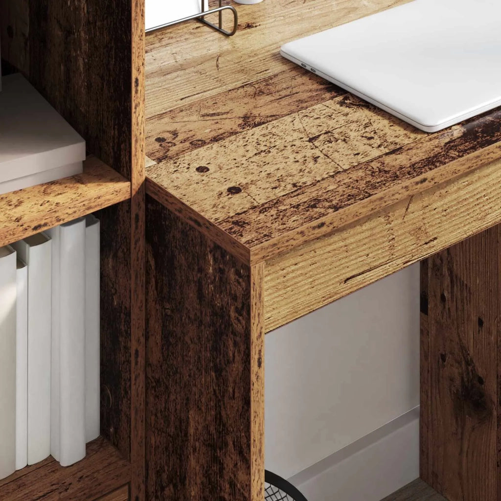 Scrivania con cassetto con lo scaffale 2 pcs Legno vecchio 3337351