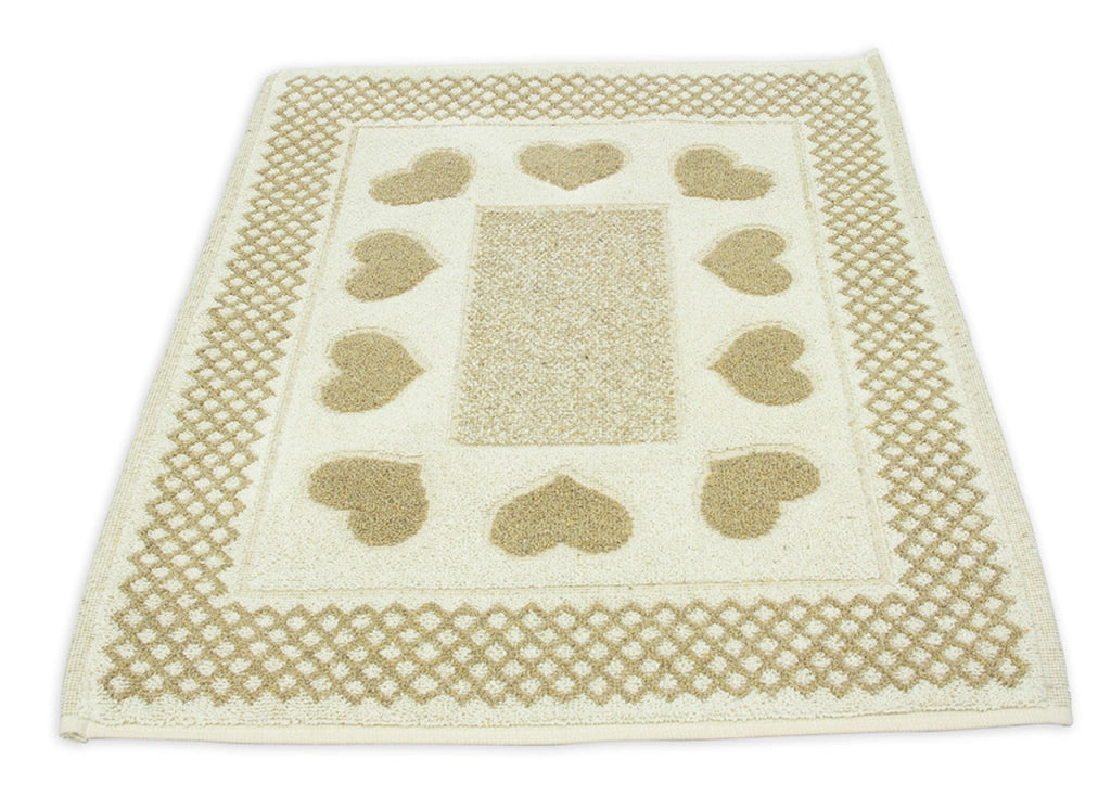 Tappeto Bagno Doccia Spugna Tappetino Assorbente Cotone Pelo Corto Mod. Love O.B - 45x60 - Beige