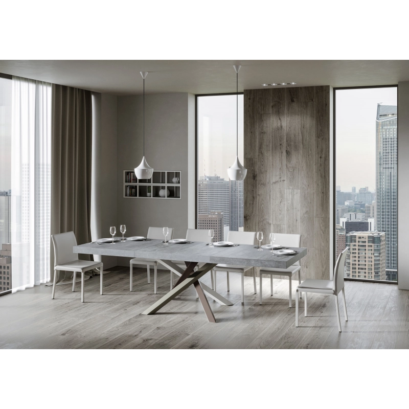 Tavolo allungabile 90x180/284 cm Volantis Premium telaio gambe 4 colori (C) - Cemento