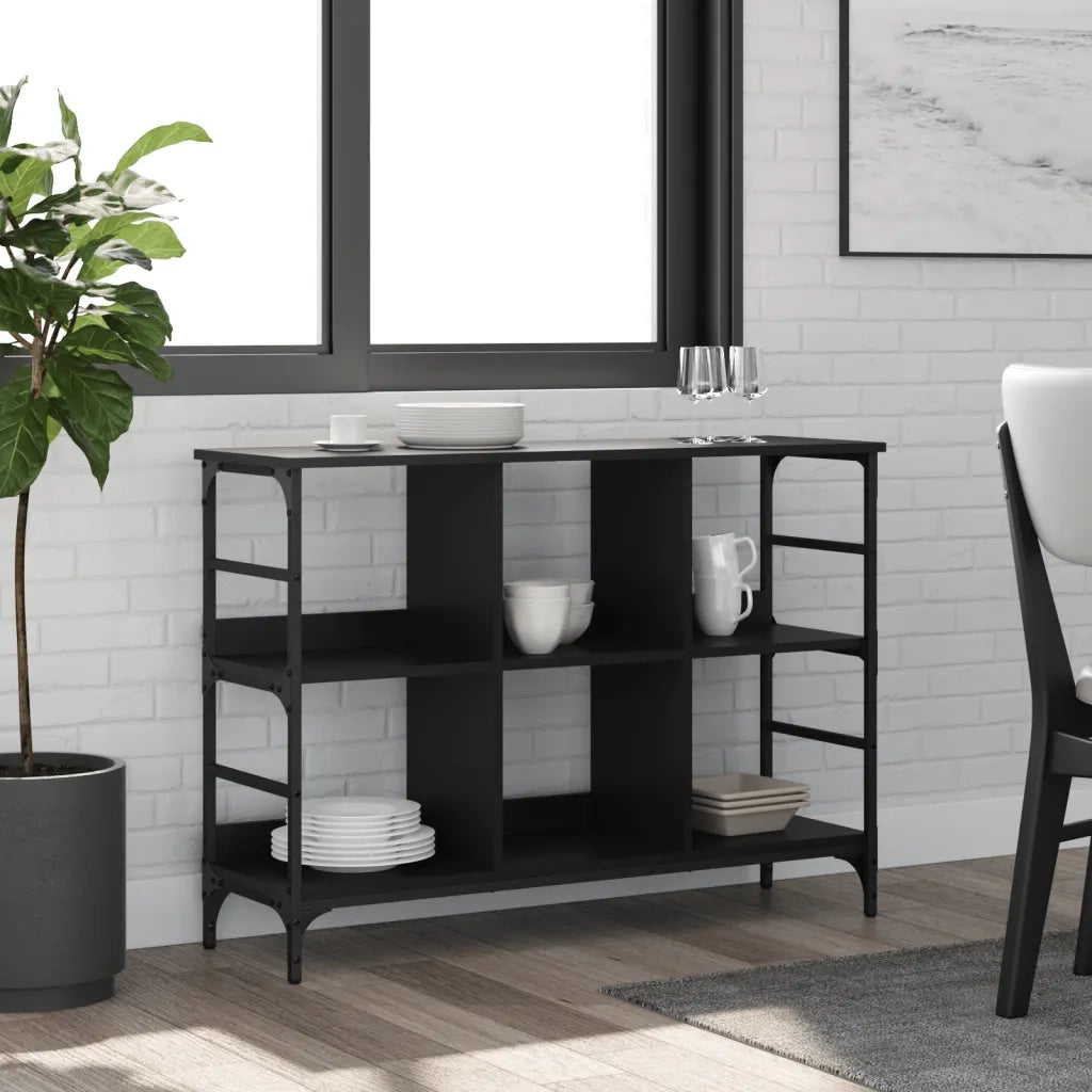Credenza Nera 102x32x73,5 cm in Legno Multistrato 837722