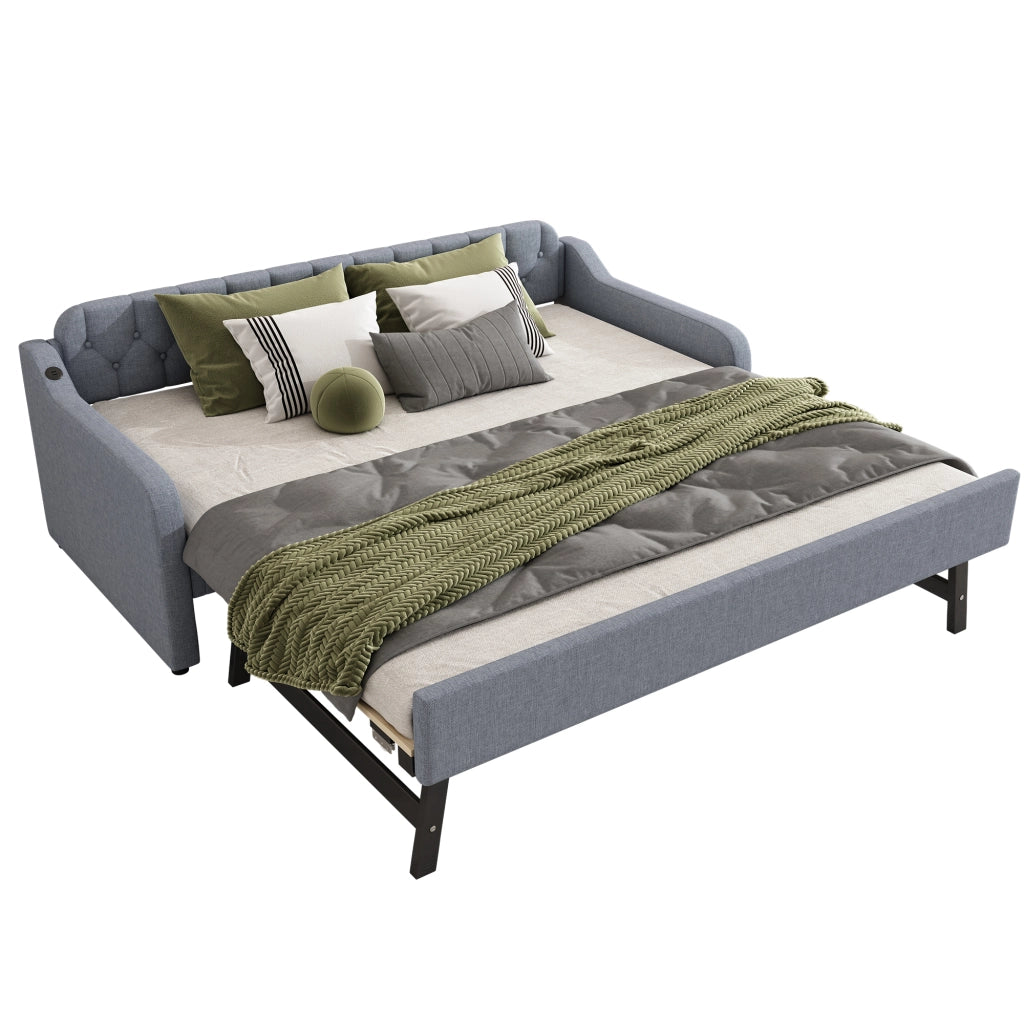Divano letto con letto estraibile in lino 90x200 cm