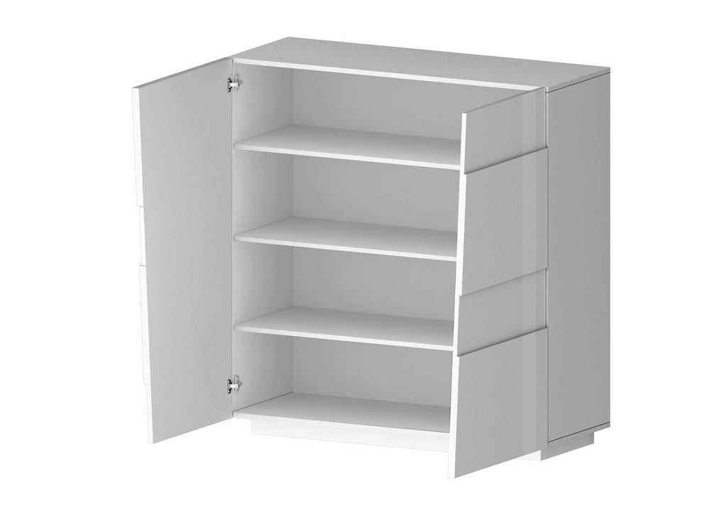Credenza 2 Ante 120x44x126 cm Pongo 2A Bianco Lucido