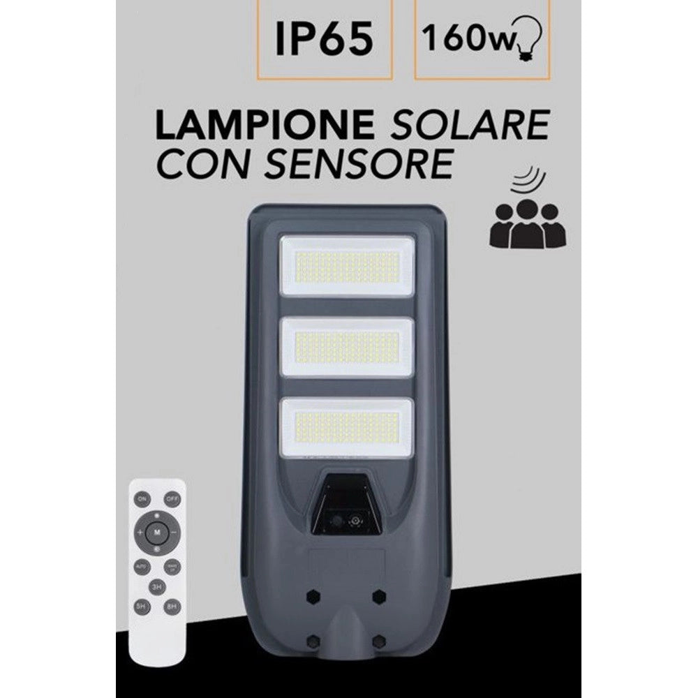 Trade Shop - Lampione Faro Led Solare 100w 160w 220w 300w Con Sensore Crepuscolare Prossimità Es-p-f -  160 Watt