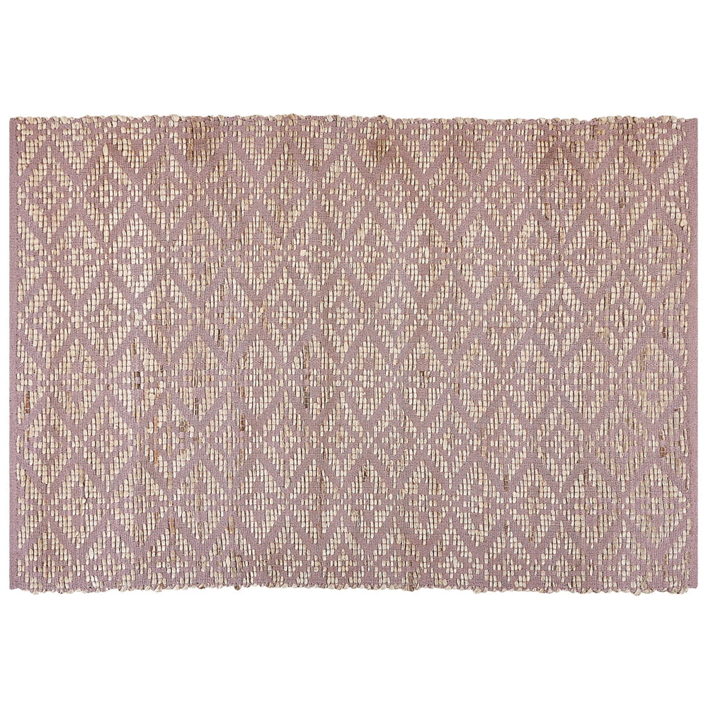 Tappeto rettangolare in cotone e iuta beige e rosa 160 x 230 cm soggiorno camera da letto