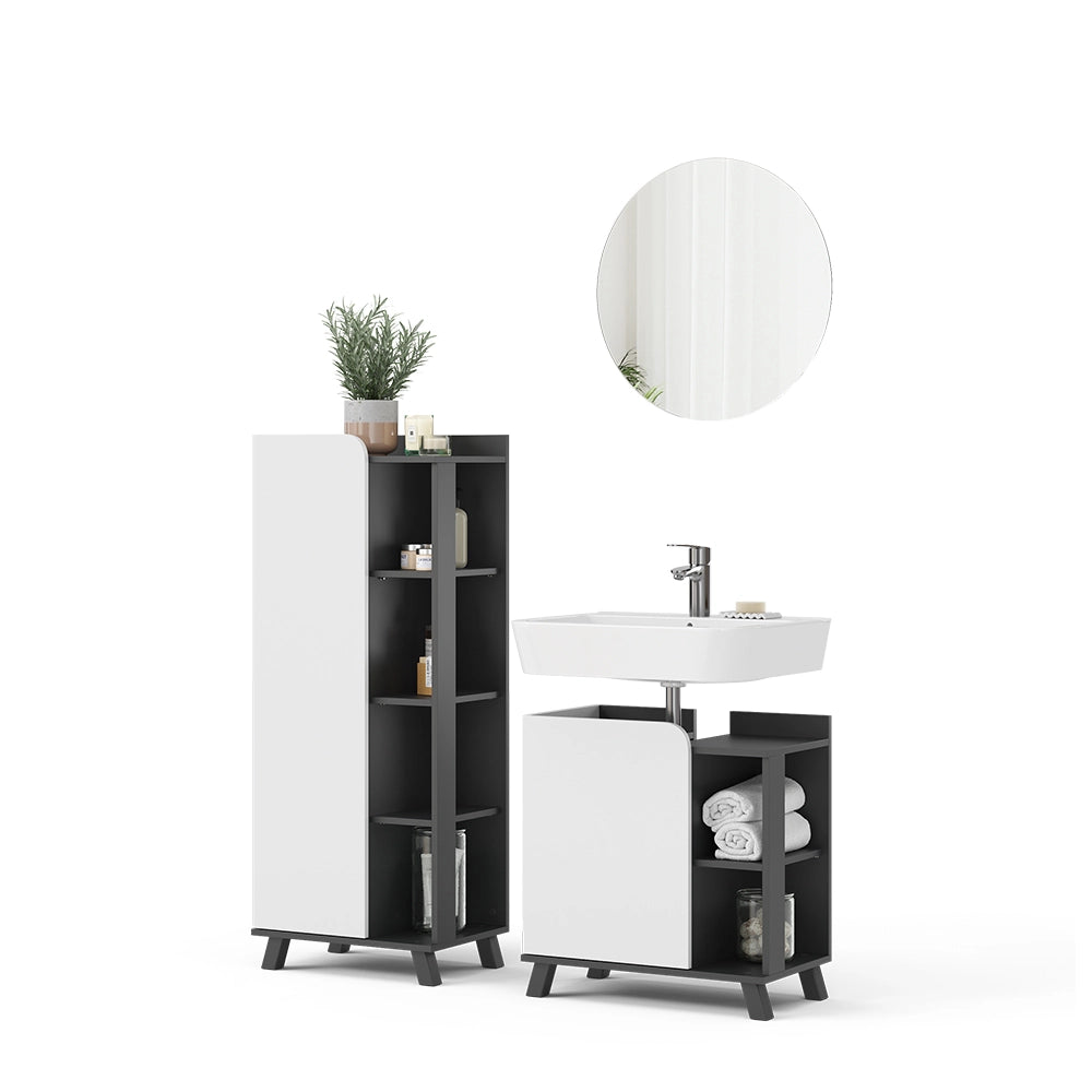 Vicco Set di mobili da bagno Antracite/bianco 3 parti
