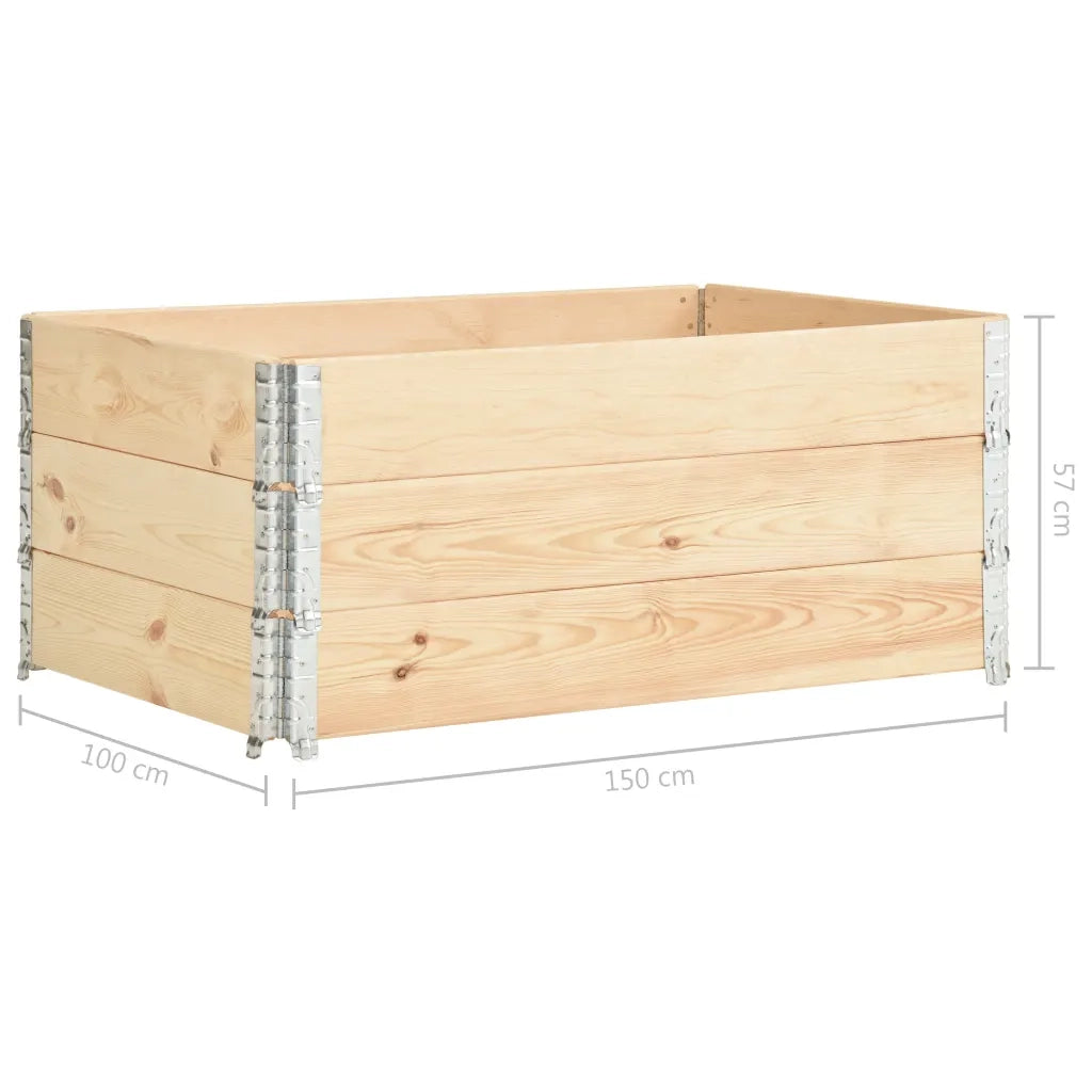 Fioriere Rialzate 3 pz 100x150 cm in Legno Massello di Pino