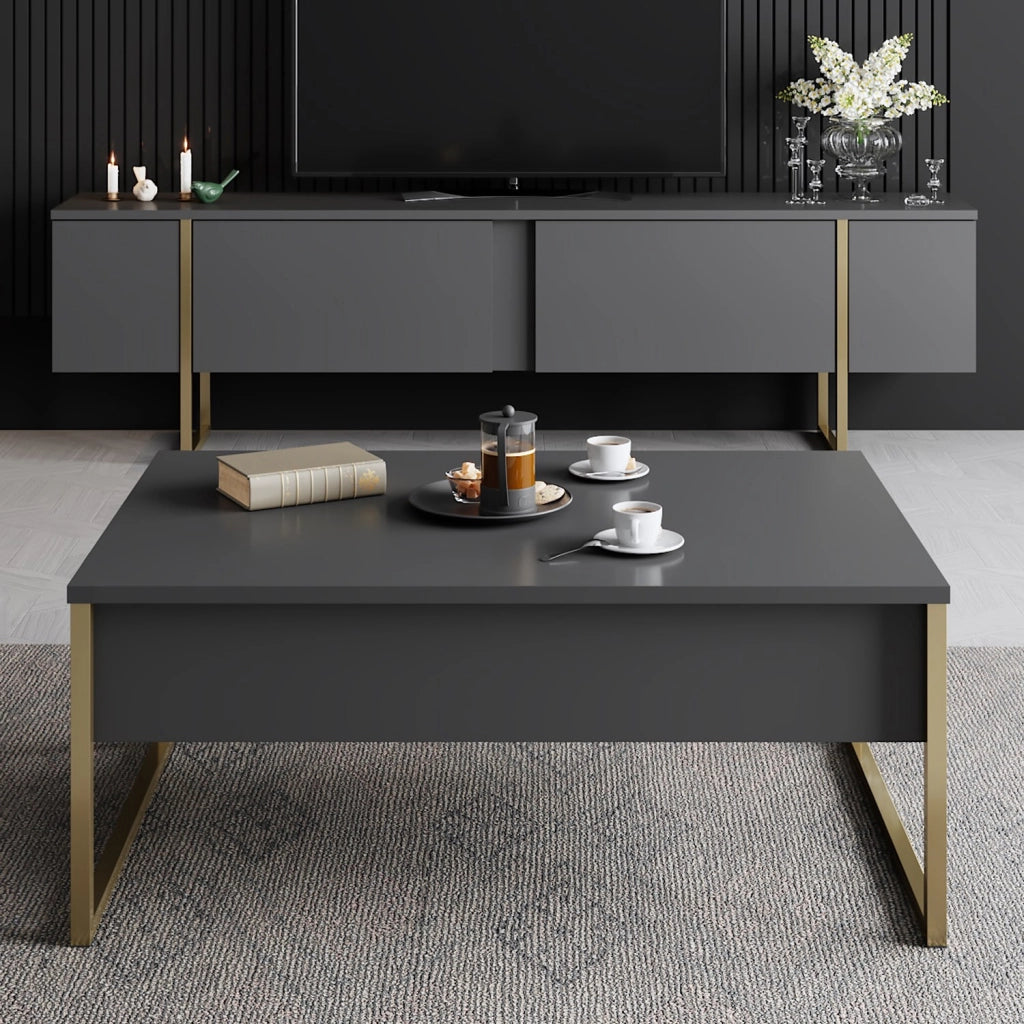 Porta TV in legno "Luxe" - 180 x 30 x 50 cm - Oro