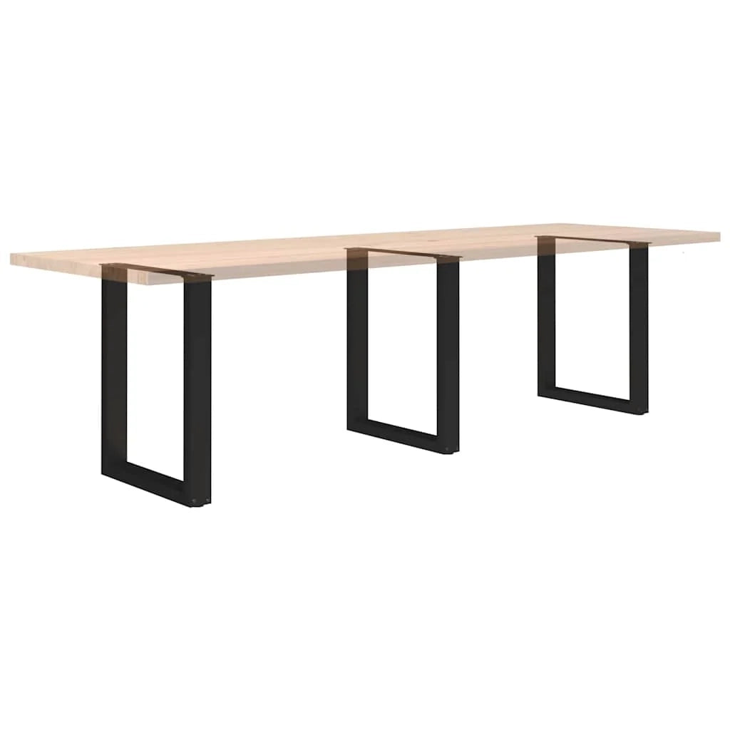 Set di 3 gambe per tavolo da pranzo a forma di U 70 x 72-73 cm con piedini regolabili design moderno in acciaio nero 02_0057440