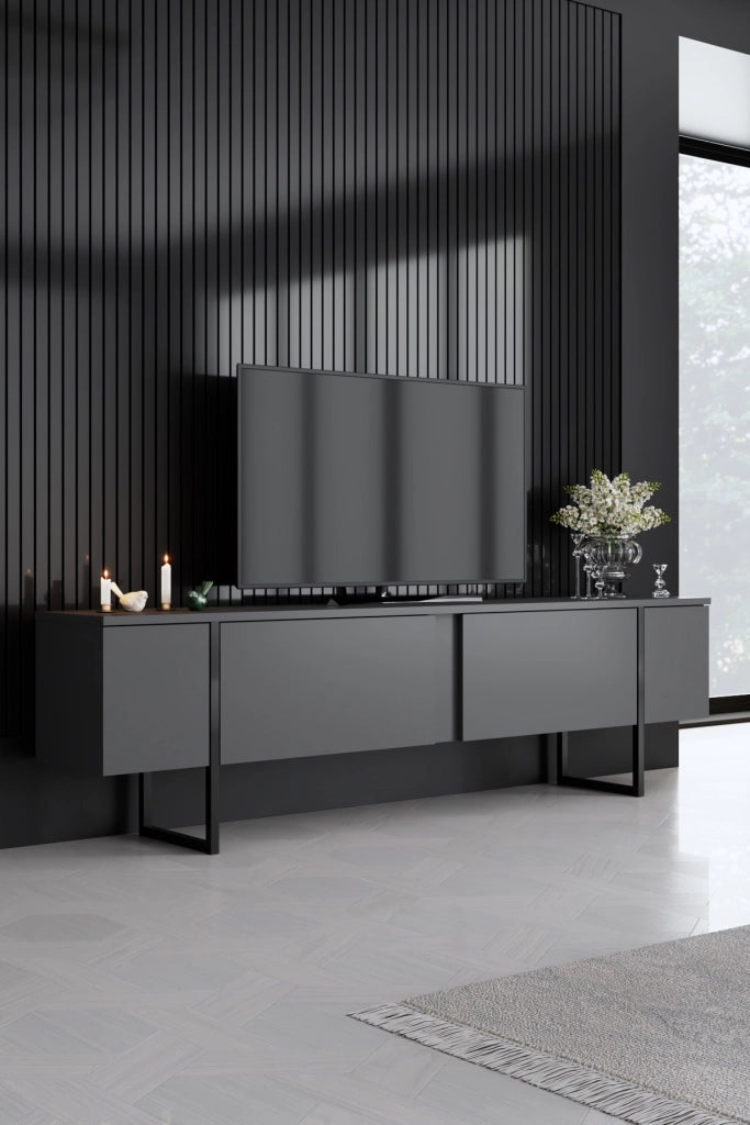 Set di mobili da salotto in legno "Luxe" - 160 x 35 x 80 cm - Nero