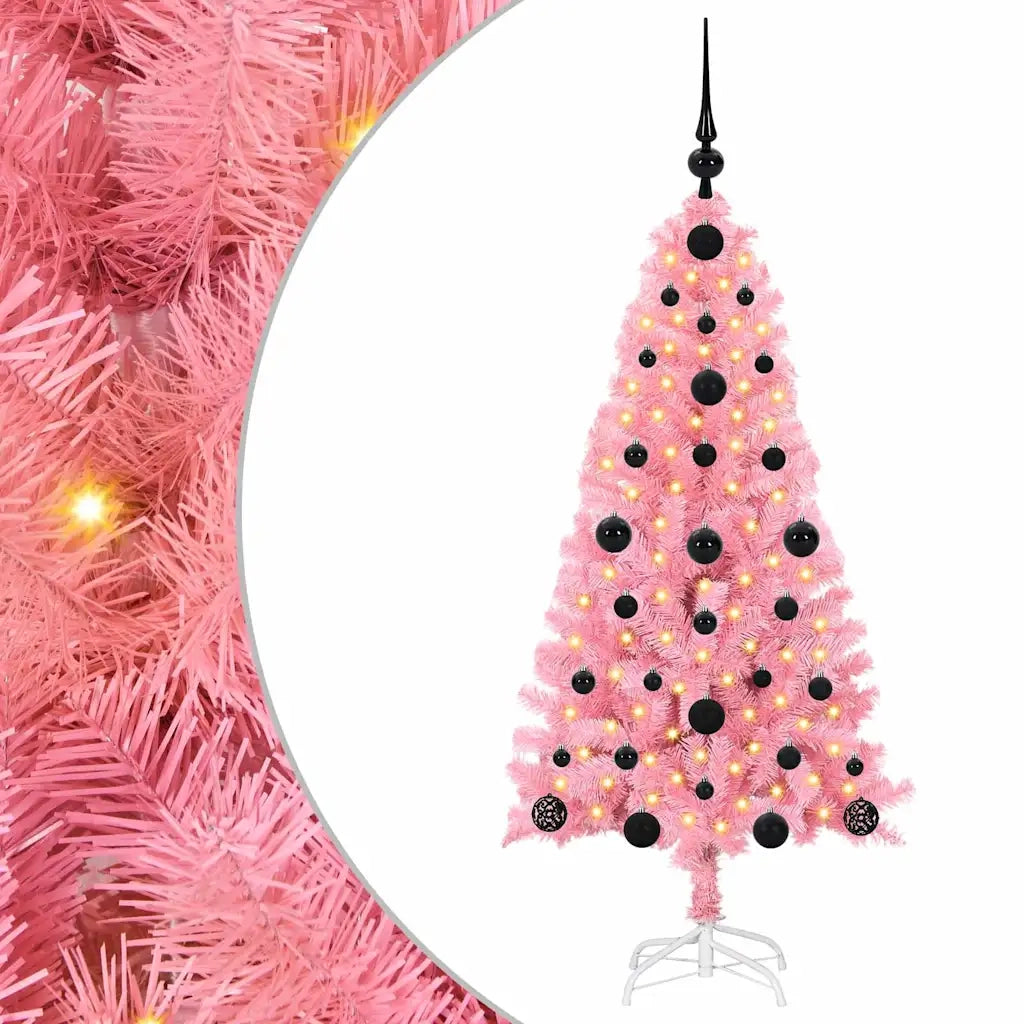 Albero di Natale con 150 LED con supporto Rosa 120 cm PVC 3396408