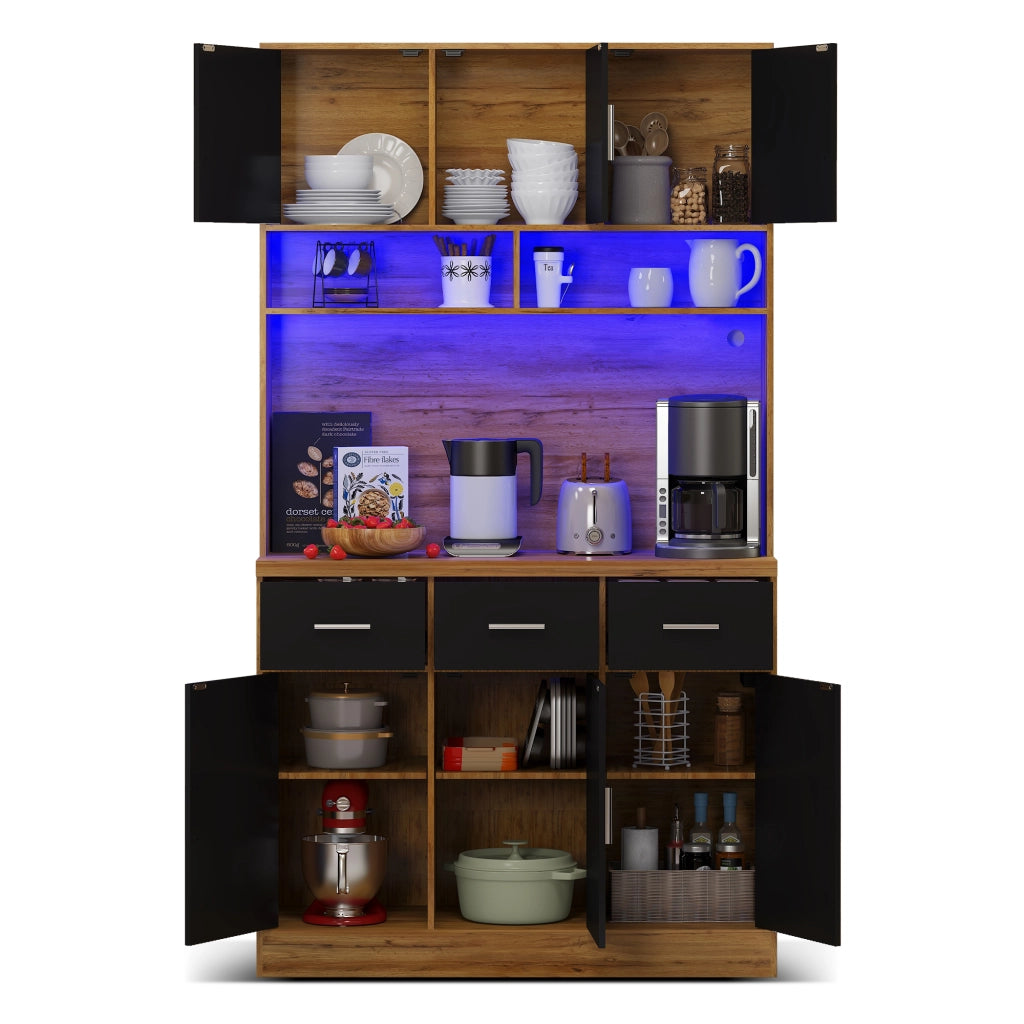 Credenza con LED e Cassetti ¨C MINIMAL ¨C 100x40x180cm, Legno, Bianco