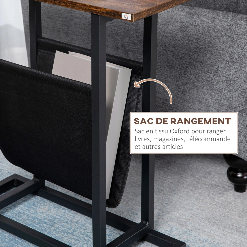 Tavolino da caff¨¨ con porta riviste in metallo ¨C zephmum ¨C 49x19x55 cm nero marrone
