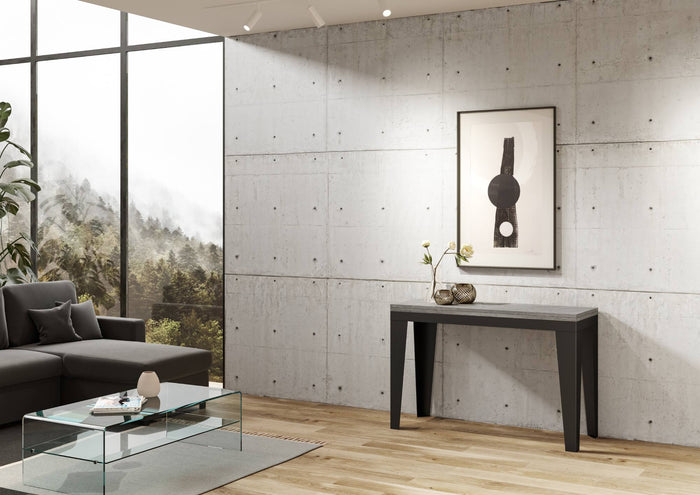 Tavolo Salvaspazio Allungabile 120/200x45/90x80/78 cm Flame Double Cemento