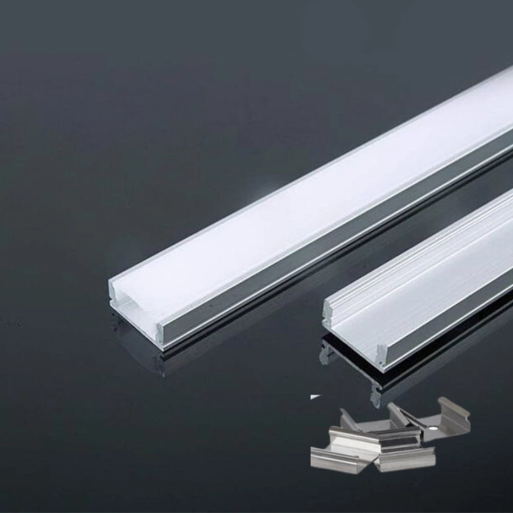 Profilo sottile piatto in alluminio per striscia led lunghezza 2 metri