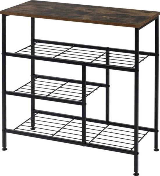 Sistema di conservazione per scarpe - robusto e elegante - legno vintage e metallo nero - compatto e stile - interno moderno - 70x30x71 cm