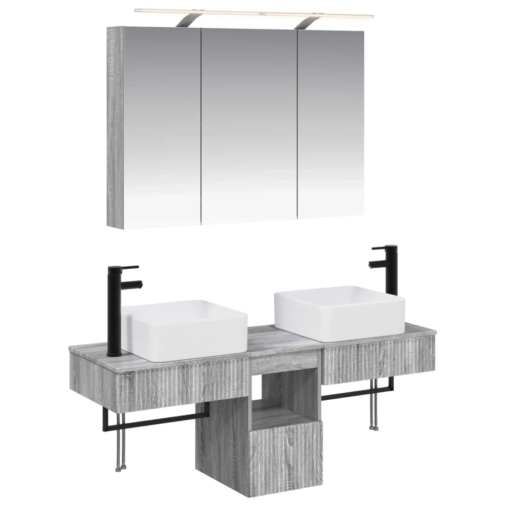 Set di Armadi da Bagno 4 pcs Sonoma grigio 100 x 14,5 x 70 cm 3406300