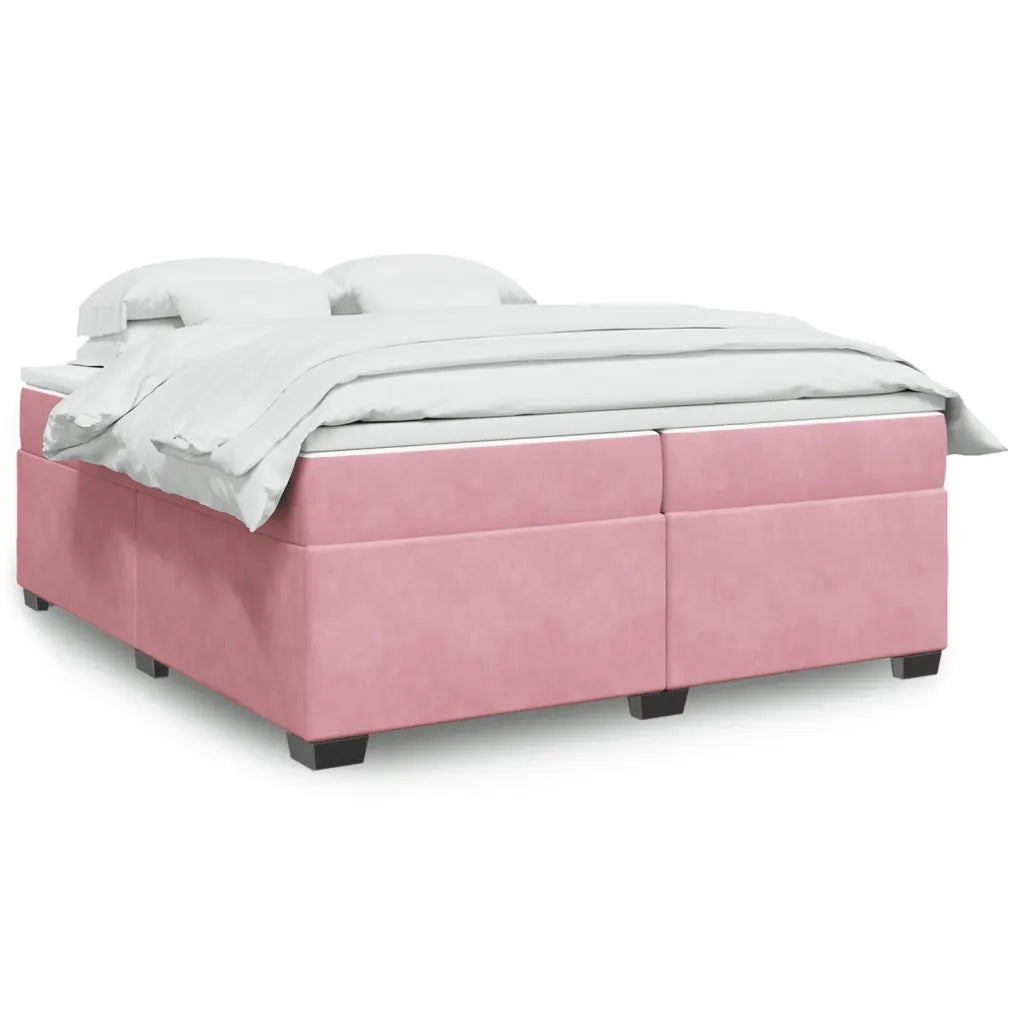 Giroletto a Molle con Materasso Rosa 200x200 cm in Velluto
