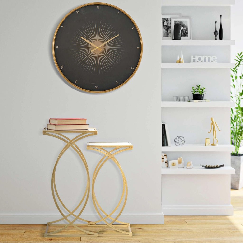 Gane, Tavolino da Salotto set da 2 Modulabili, 35x35x70h cm oro