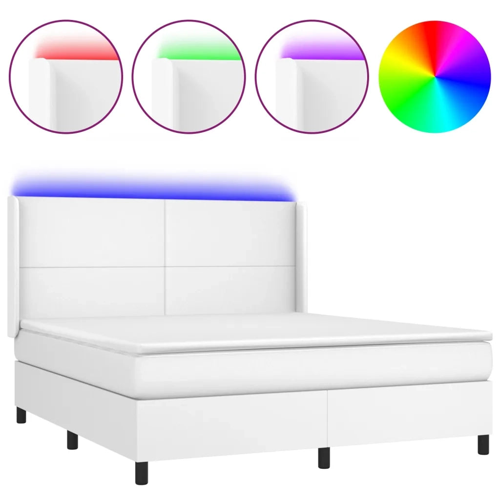 Giroletto Molle con Materasso e LED Bianco 160x200cm Similpelle 3139272