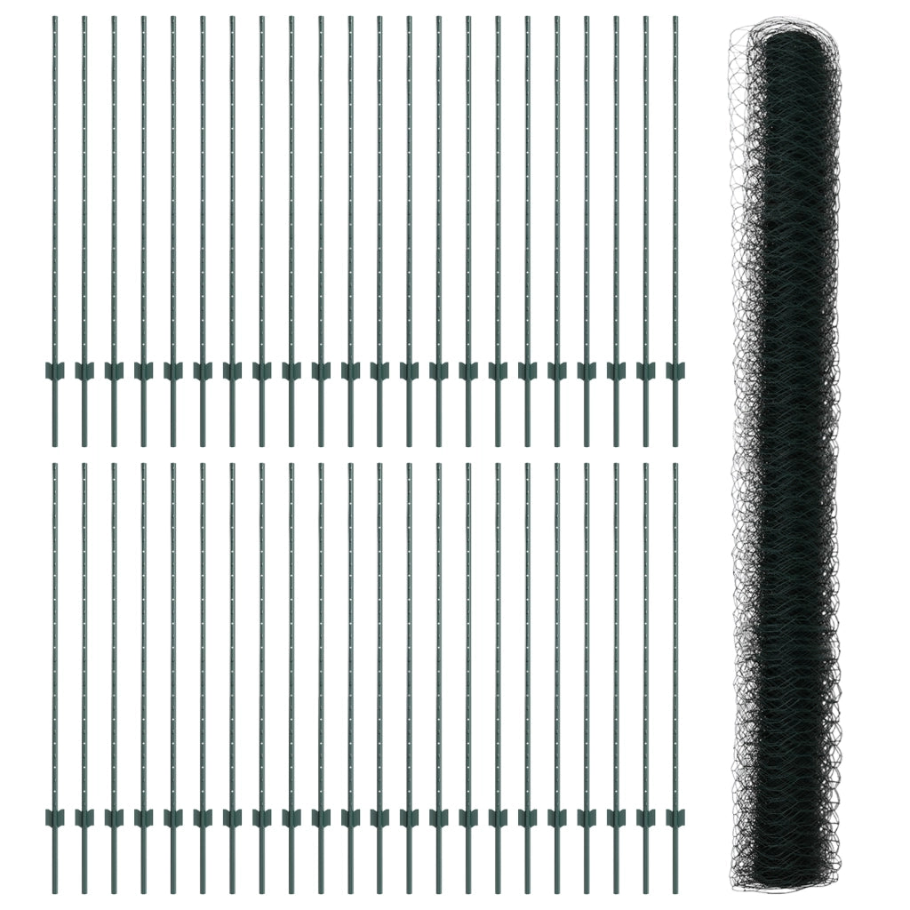 Poste per Recinzione 11 pz U-Channel Verde 140 cm Acciaio