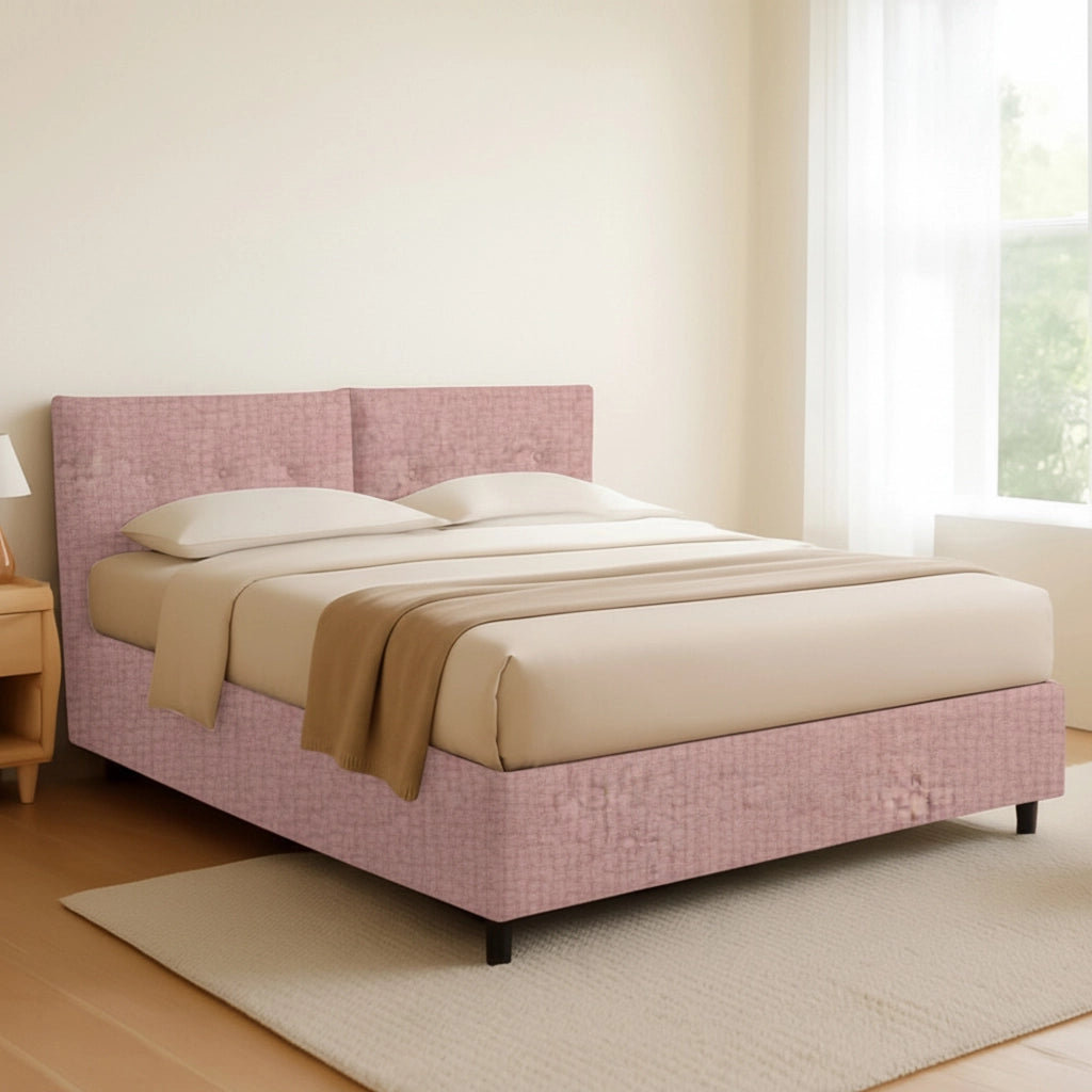 Leeds, Letto Piazza e Mezza Sfoderabile Made in Italy, Rosa
