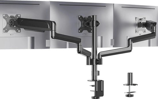 Supporto per schermo triplo - Bracciolo per scrivania con VESA 75x75/100x100 per schermi fino a 27 pollici