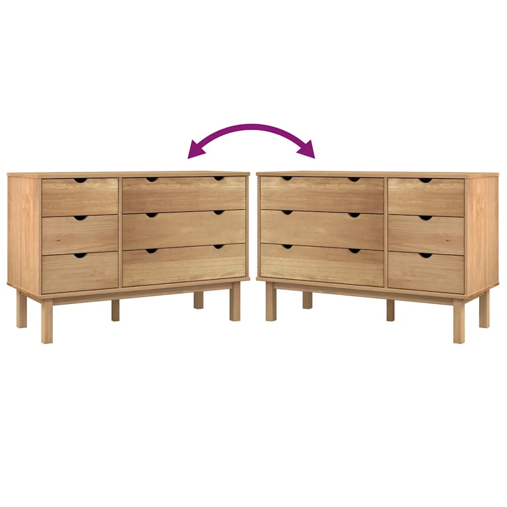 Cassettiera OTTA 111x43x73,5 cm cm in Legno Massello di Pino