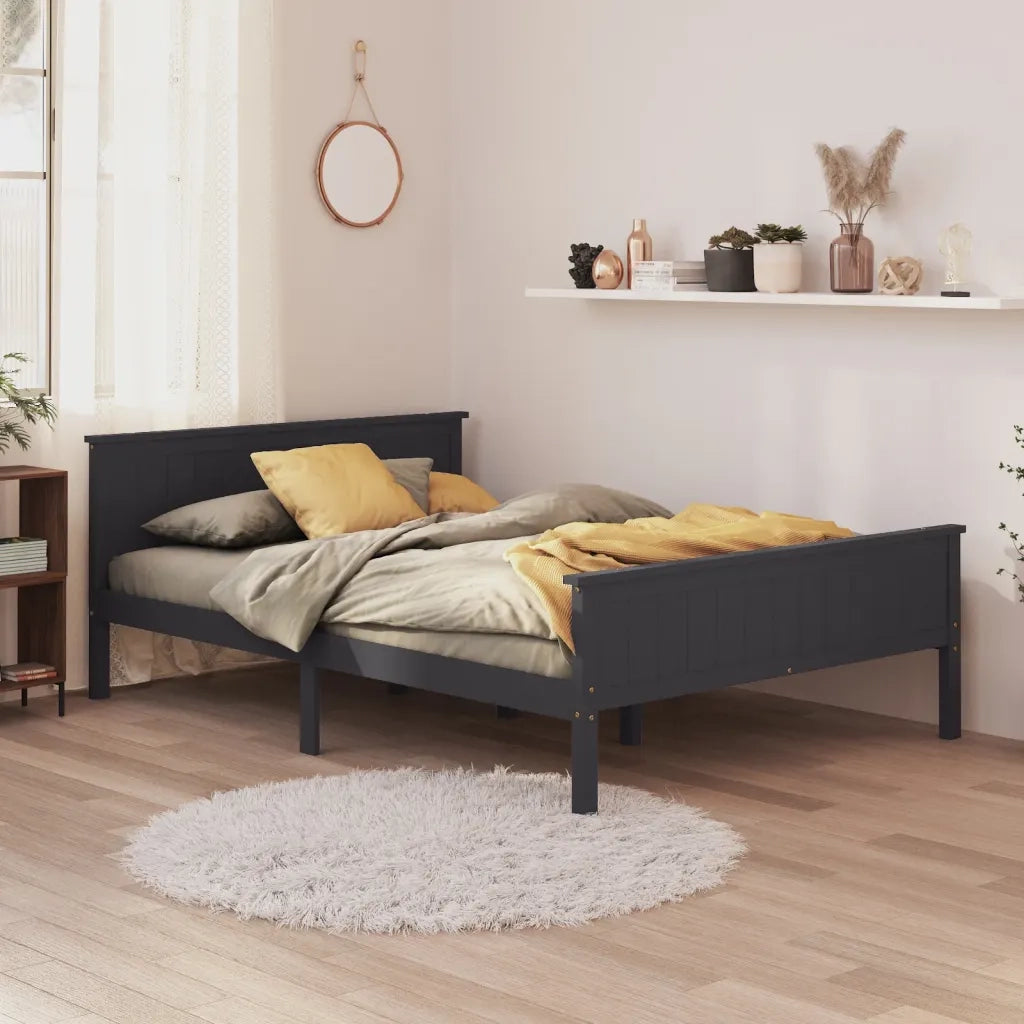 Giroletto Grigio in Legno Massello di Pino 160x200 cm 322206
