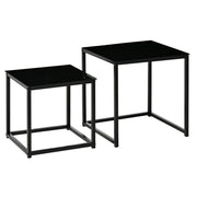EasyComfort Set 2 Tavolini da Salotto Quadrati Moderni, in Acciaio e Vetro Temperato, Nero