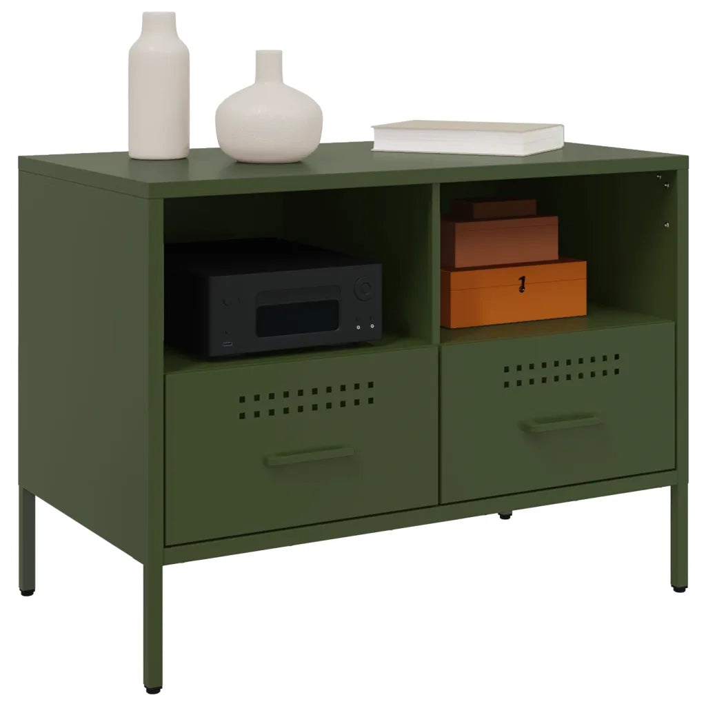 Mobili TV 2pz Verde Oliva 68x39x50,5 cm in Acciaio 843051