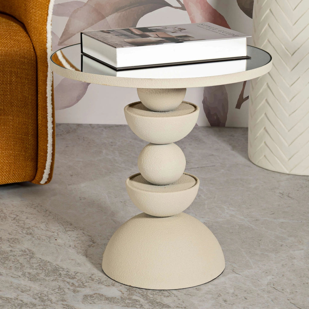 Fameso, Tavolino da Salotto Forma Rotondo, 41x41x42h cm Grigio Tortora