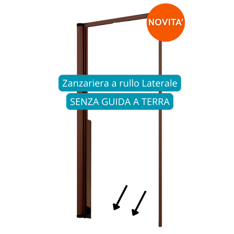 Zanzariera a Rullo Riducibile Laterale SENZA GUIDA A TERRA 140 x 250 Marrone 8017