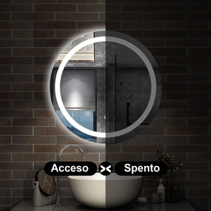 60 x 60 cm,AICA Specchio da Bagno LED con Luce, memoria, antiappannamento,CRI>90,autospegnimento,interruttore touch